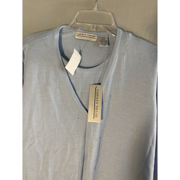 Carolyn Taylor Women’s Small Blue Embroidered Cardigan Sweater Set New W/ Tags - Picture 4 of 8